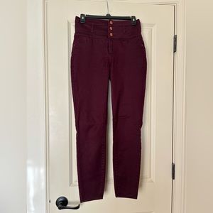 Maroon High waisted Skinny Pants
